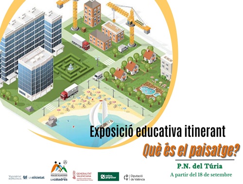 Cartell creat per la difusió de la itinerància de l'exposició. Apareix el títol, el lloc, la data i els logos de les entitats finançadores